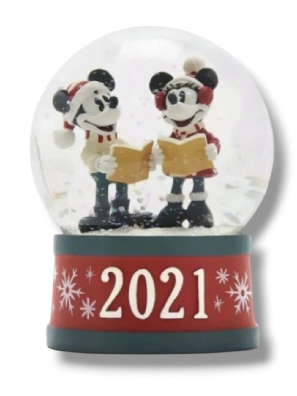 Disney 2021 Christmas Snow globe NIB Mickey Minnie Holiday Caroling Home Decor